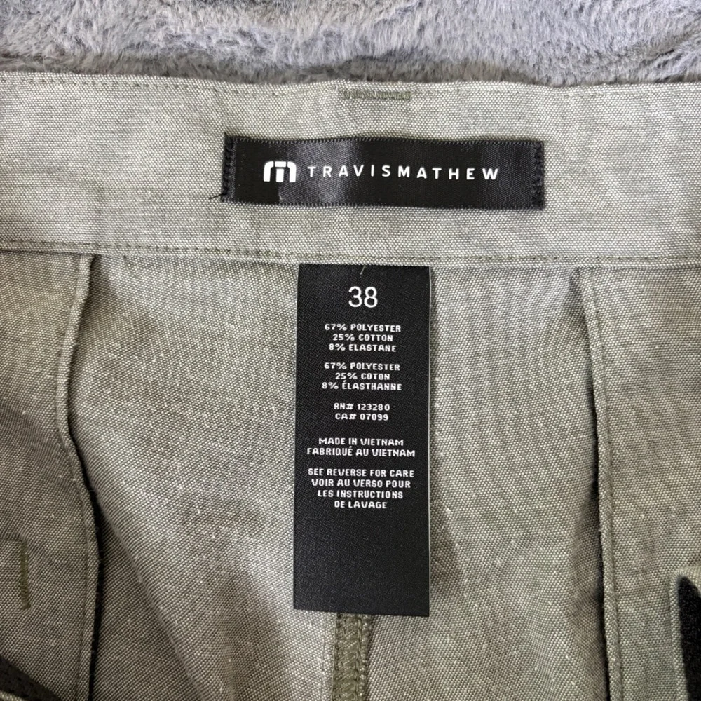 TravisMathew Beck Hybrid Golf Shorts Mens 38 Sage Green Heathered 4-Way Stretch - Picture 3 of 7